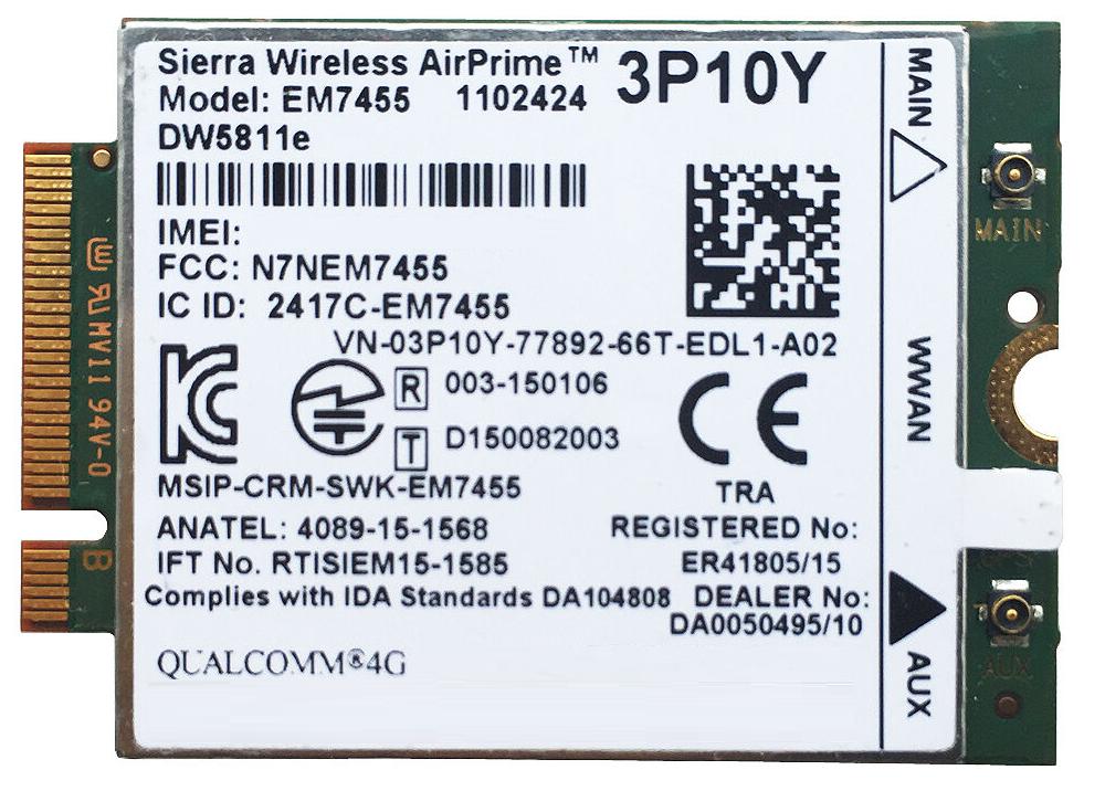 V8KN6 - DW5811E Sierra Wireless Airprime EM7455 Qualcomm 4G WWAN Wireless WiFi Card