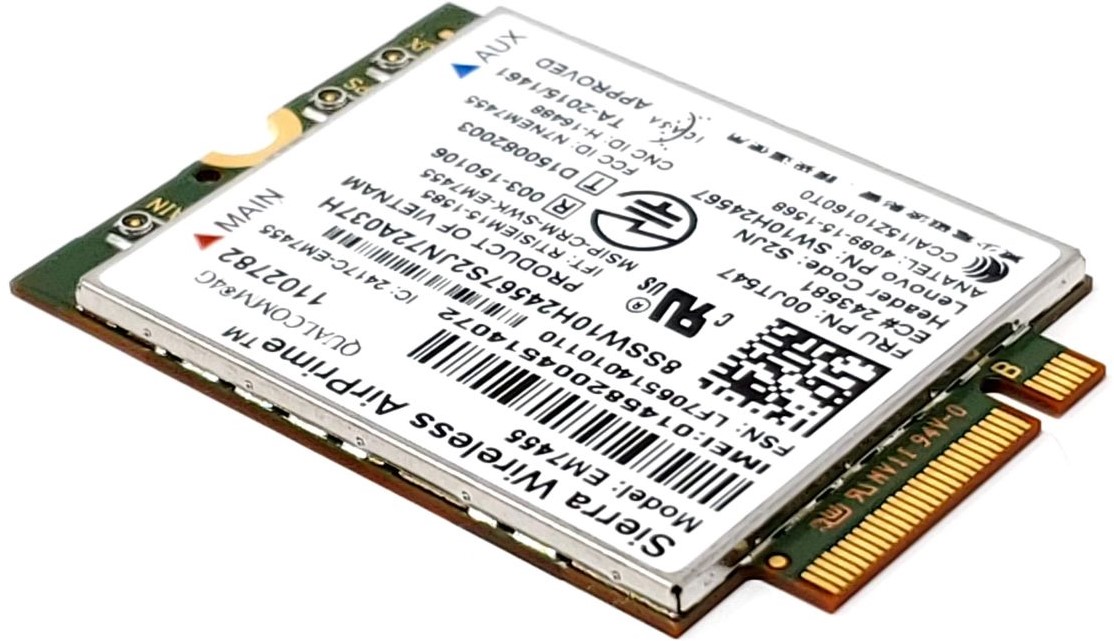SW10H24557 - Sierra Wireless AirPrime EM7455 Qualcomm 4G LTE Wireless WAN Adapter SW10H24557 - Sierra Wireless AirPrime EM7455 Qualcomm 4G LTE Wireless WAN Adapter