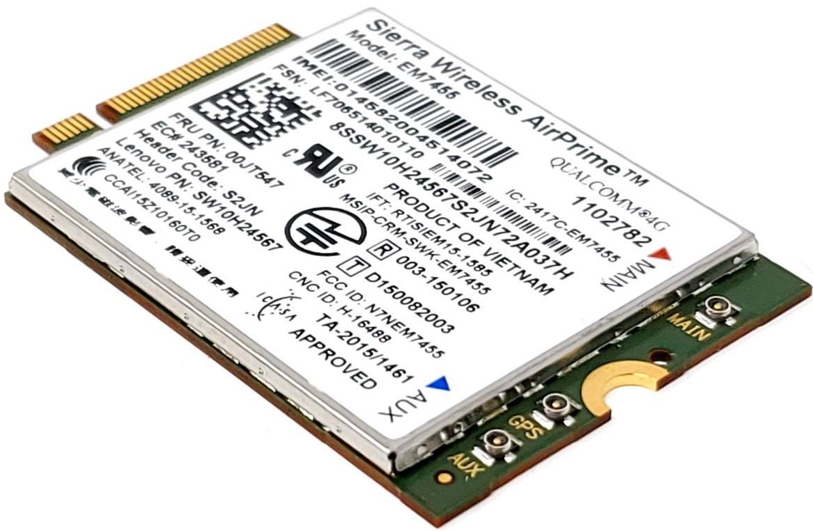 SW10H24557 - Sierra Wireless AirPrime EM7455 Qualcomm 4G LTE Wireless WAN Adapter SW10H24557 - Sierra Wireless AirPrime EM7455 Qualcomm 4G LTE Wireless WAN Adapter