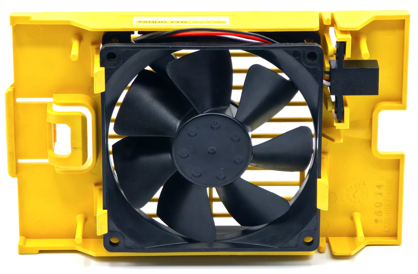 Fanuc A02B-0260-C021 - 92x25mm 24V Cooling Fan Assembly Yellow Bracket + A90L-0001-0488 For Fanuc CNC Robot Control Cabinets