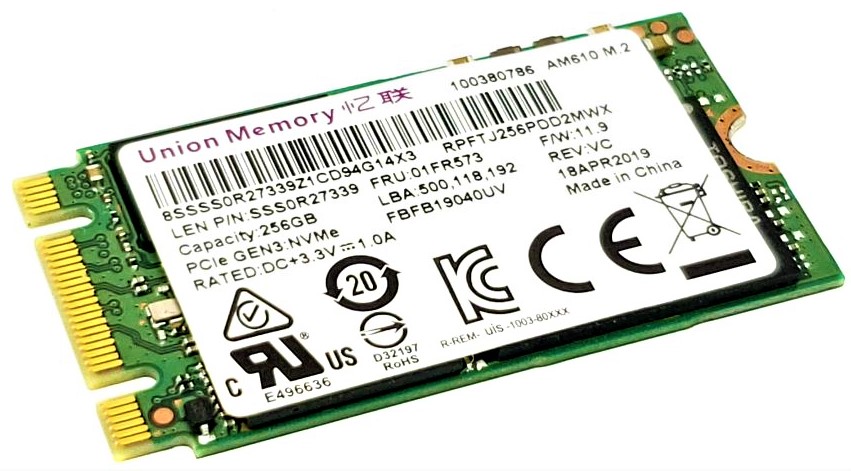 Lenovo 00UP681 - 256GB M.2 PCIe NVMe 2242 Gen3x2 Solid State SSD - CPU  Medics