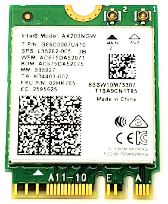 Toshiba G86C0007U410 - Intel AX200 AX200NGW 802.11ax M.2 2230 WiFi +  Bluetooth 5.0 Combo Adapter - CPU Medics