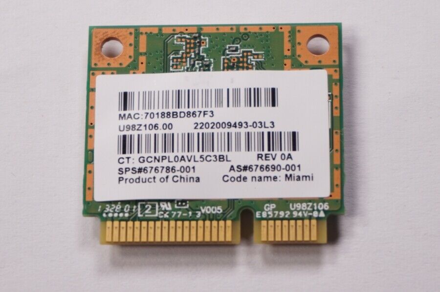 HP 676690-001 - Atheros AR9462 802.11a/b/g/n 2x2 Bluetooth 4.0 combination adapter