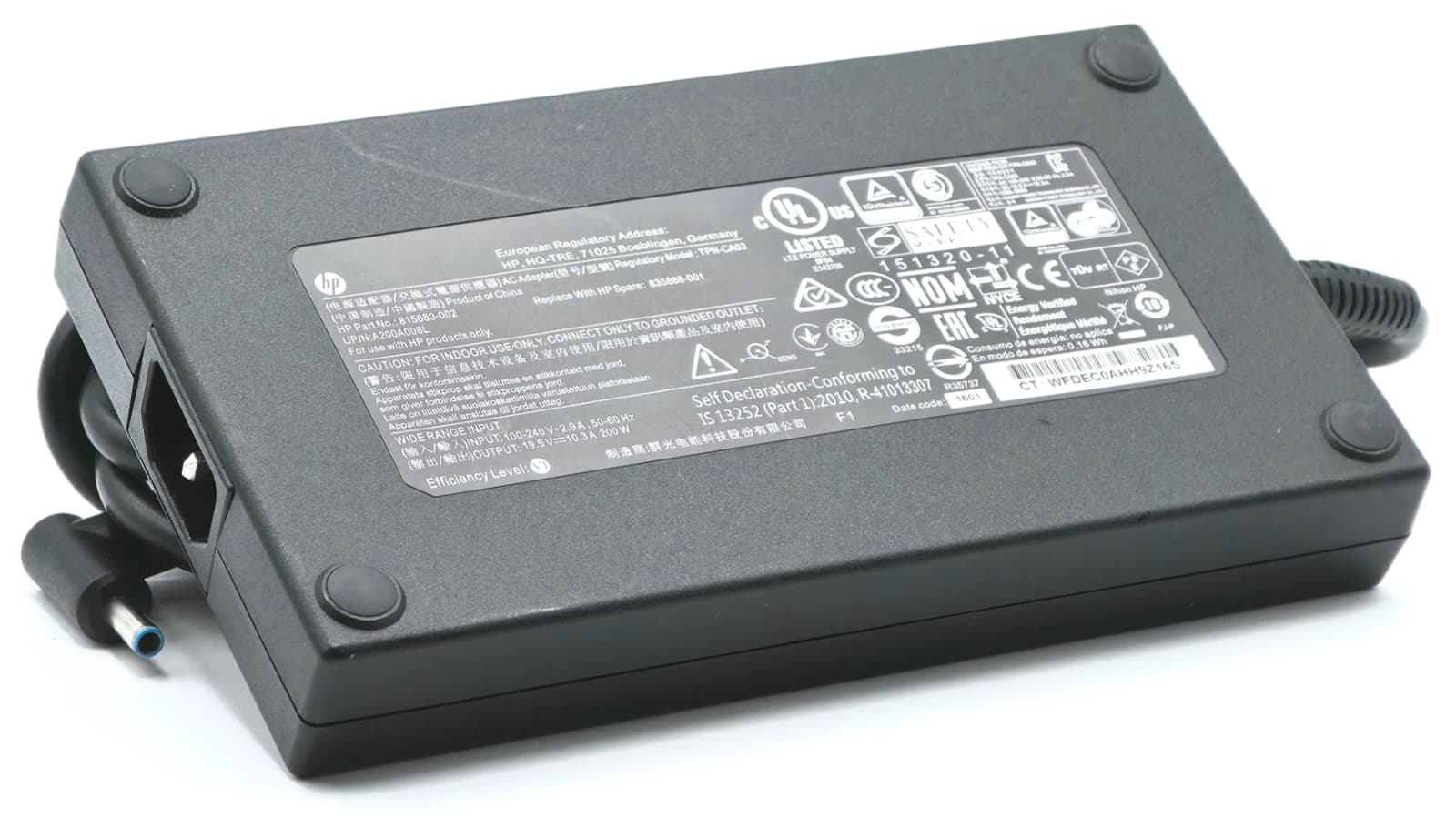 HP W2F75AA - 200W 19.5V 10.3A 3.0mm Blue Tip AC Adapter Charger for HP OMEN 15-dc Pavilion Gaming 15-cx ZBook 17 G3 G4