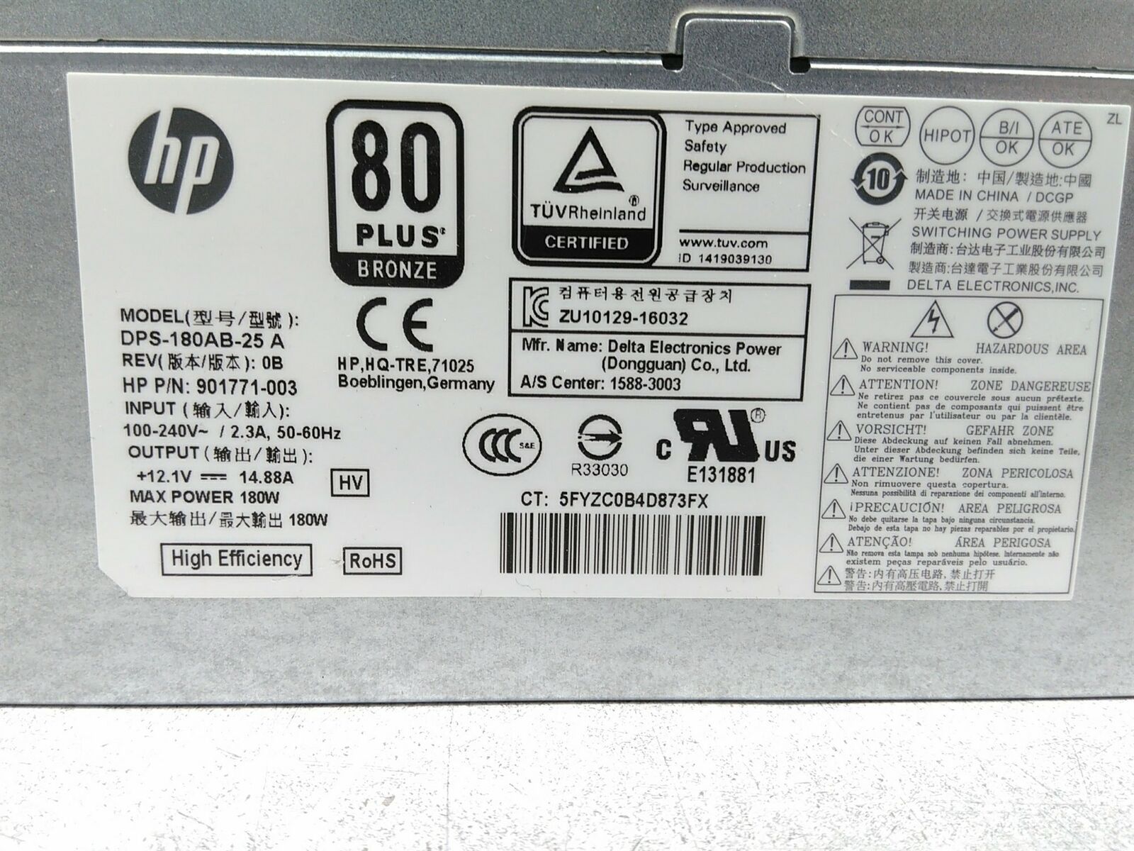 HP 901771-003 - 180W Power Supply for HP ProDesk 400