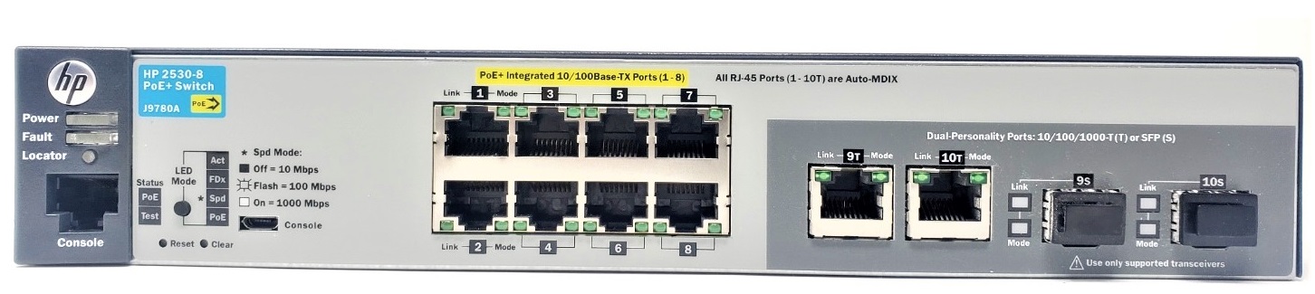 HPE J9780A - ProCurve 2530-8-PoE+ 8 Port Managed Switch