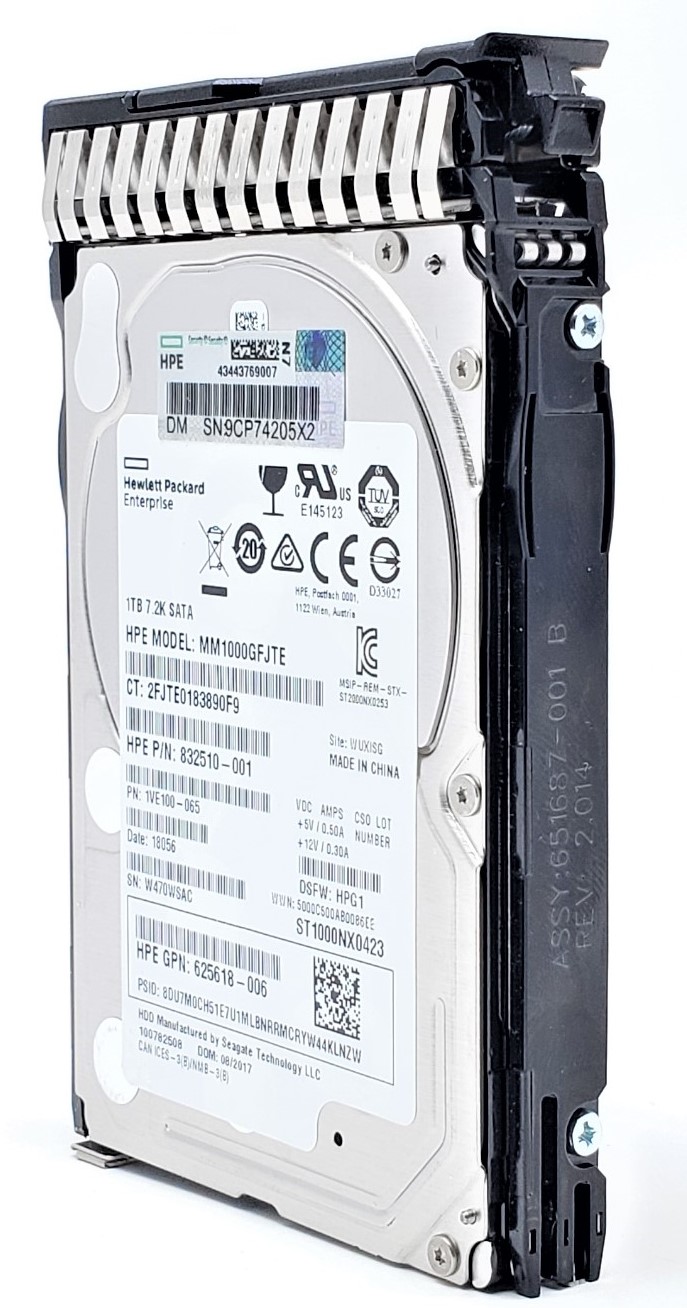 HPE 792344-001 - 1TB 7.2K RPM SATA 15mm 2.5" Hard Drive with SC Tray for Gen 8 Gen 9 G8 G9