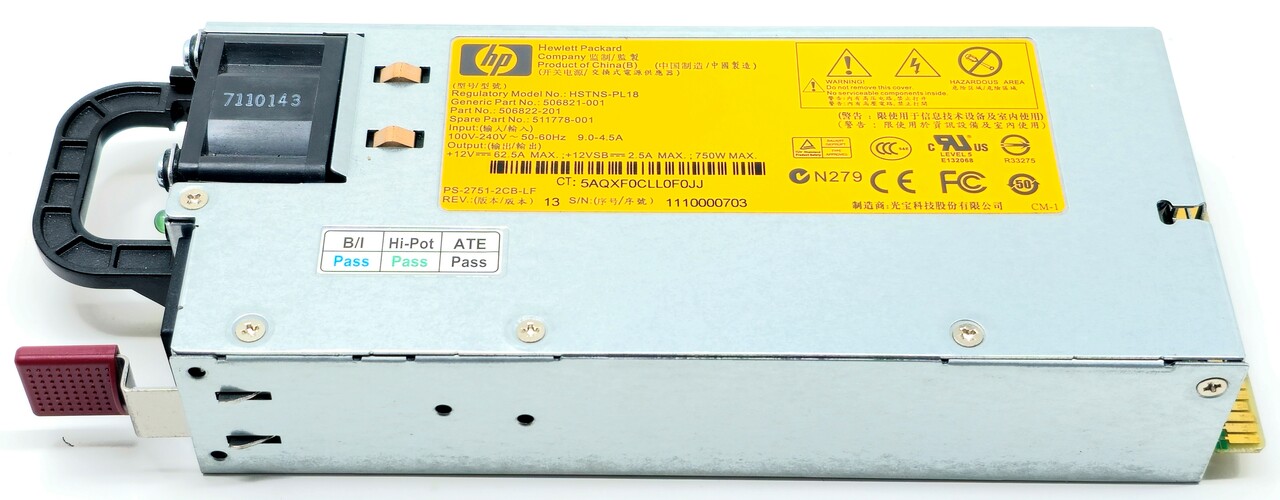 HP HSTNS-PD18 - 750W High Efficiency Common Slot CS Hot Plug Power Supply for HPE ProLiant DL180 DL360 DL370 DL380 DL385 ML370 G6 G7 G8