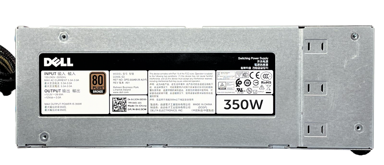 V13CW - 350W Power Supply 80 Plus Bronze for PowerEdge T330 T340 V13CW - 350W Power Supply 80 Plus Bronze for PowerEdge T330 T340