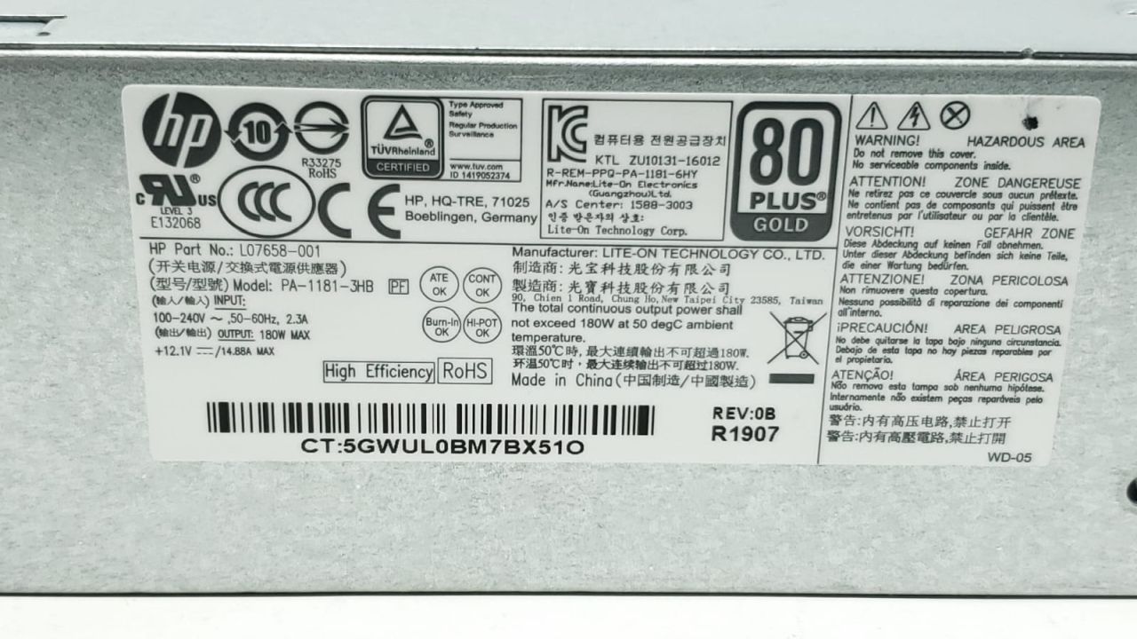 HP DPS-180AB-27 B - 180W Power Supply For HP Prodesk 400 G5