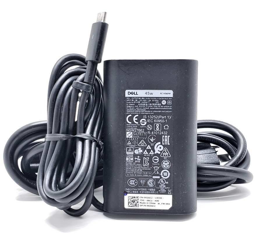 WC0RY - 45W 20V 2.25A USB-C AC Adapter Charger for XPS 11 12 13 13 9300 9310 9365 9370 9380 Inspiron 7437 7348 Latitude 11