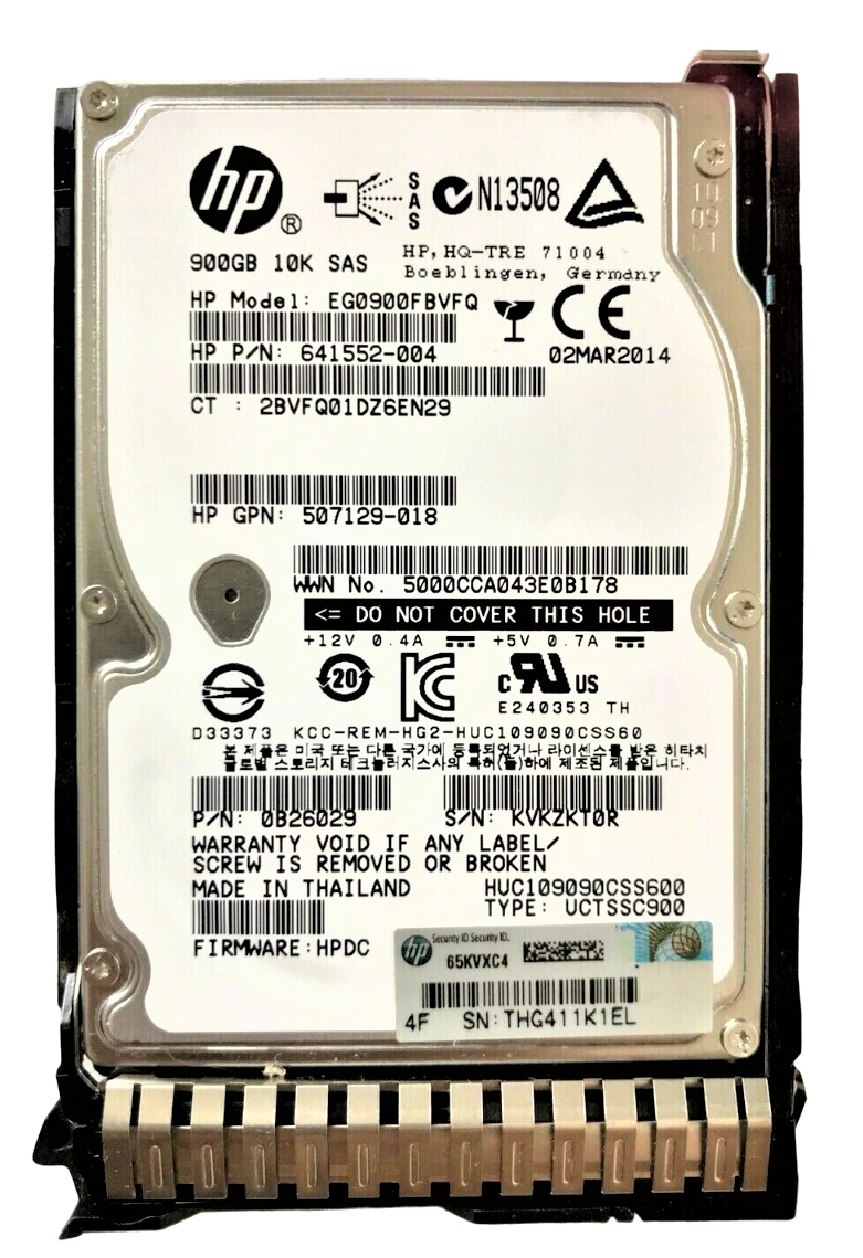 HPE 718292-001 - 1.2TB 10K 6G SFF 2.5" SAS SC DP Hard Drive for HPE ProLiant DL360 DL360P DL20 DL120 DL560 ML110 SL230S BL420C Gen8 G8 Gen9 G9 Servers