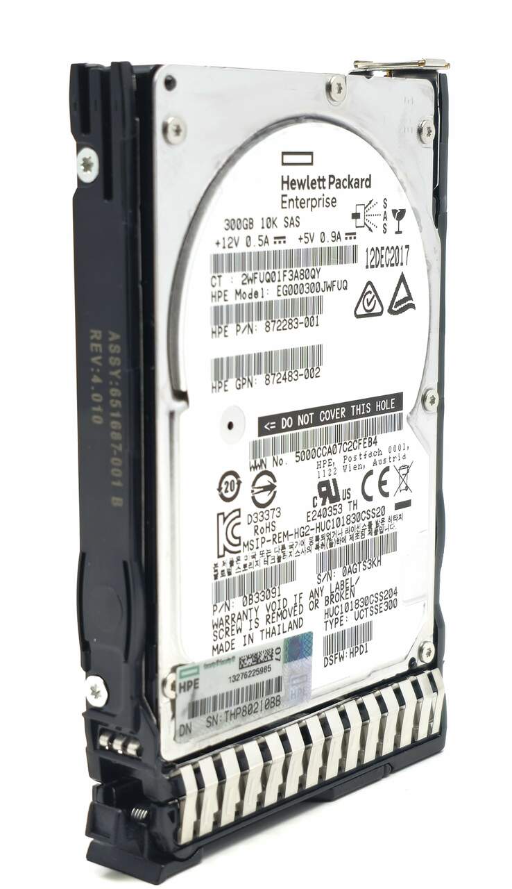 HPE EG000300JWEBF - 300GB 10K 12Gb/s SAS Enterprise SC DS SFF 2.5" Hard Drive with Tray for HPE ProLiant DL160 DL180 DL360 DL380 DL580 ML350 BL460C Gen9 G9 Gen10 G10 Servers