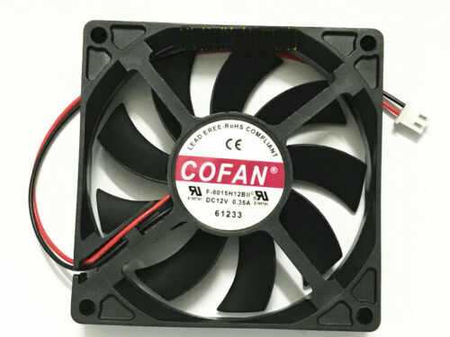 Cofan F-8015H12BII - 80x80x15mm DC12V 0.35A 2-Pin Connector Ultra-thin Chasis Large Air Volume Cooling Fan