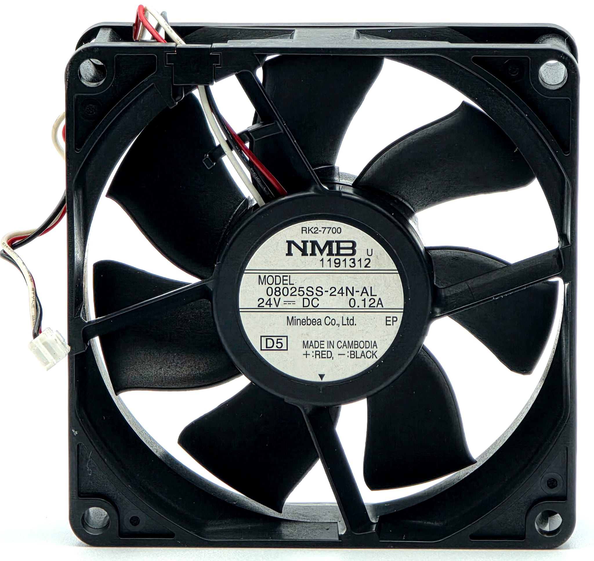 NMB 08025SS-24N-AL -  80x80x25mm 8025 DC24V 0.12A 3-Wire 3-Pin Connector Silent Inverter Cooling Fan