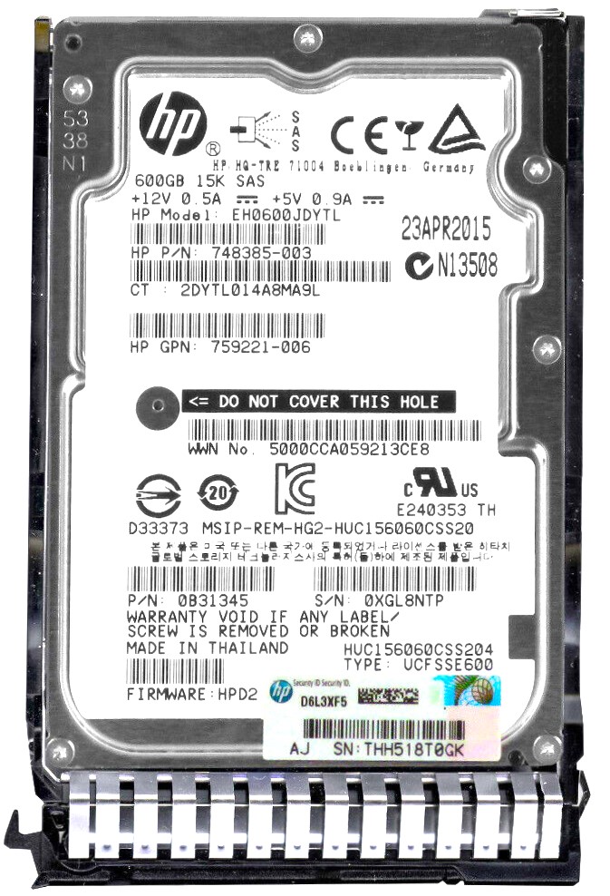 HP EH0600JDXBC - 600GB 15K RPM 12G SC SAS SFF 2.5