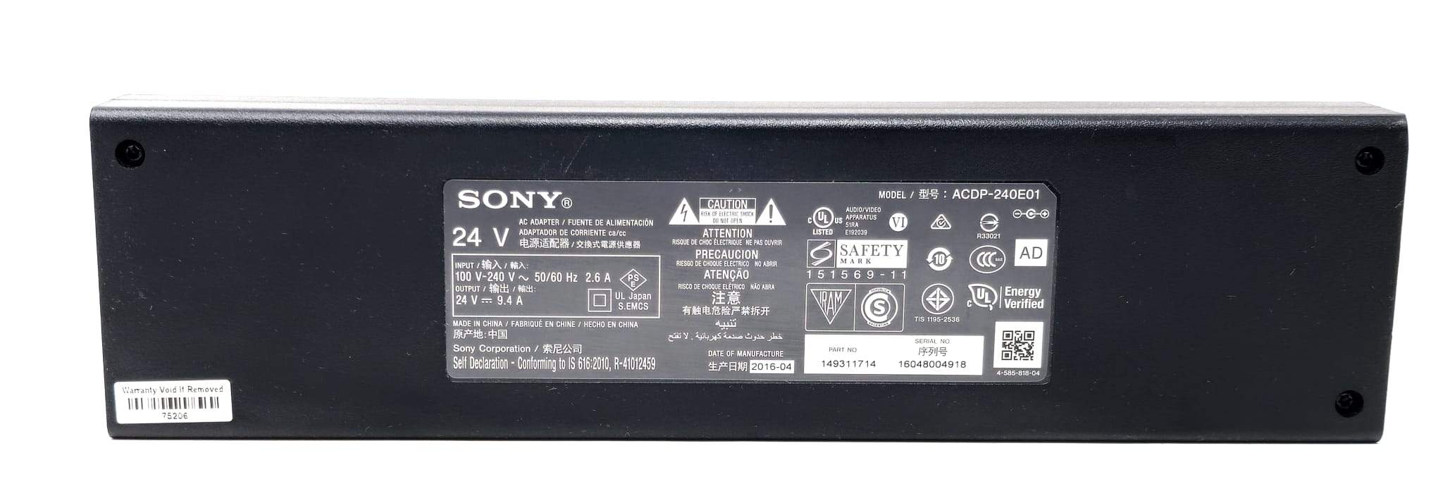 Sony ACDP-240E01 - 225W 24V 9.4A AC Adapter Charger Sony ACDP-240E01 - 225W 24V 9.4A AC Adapter Charger