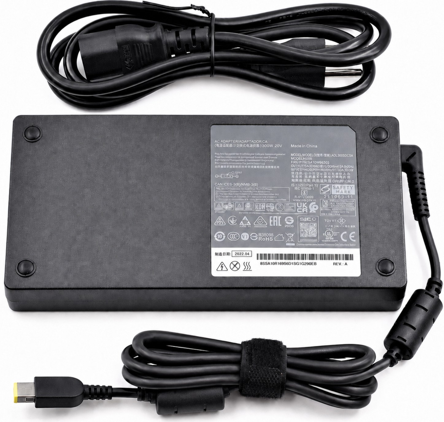 5A10W86289 - 300W 20V 15A Slim Yellow Square Tip AC Adapter Charger for Legion 5 Legion 7 Gen6 Y9000K Y9000X R9000P R9000K