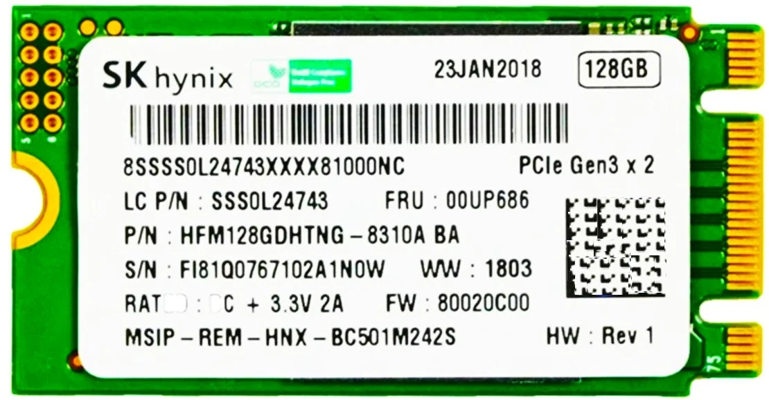Hynix HFM128GDHTNG-8510B - 128GB PCIe NVMe 2242 Solid State SSD Drive