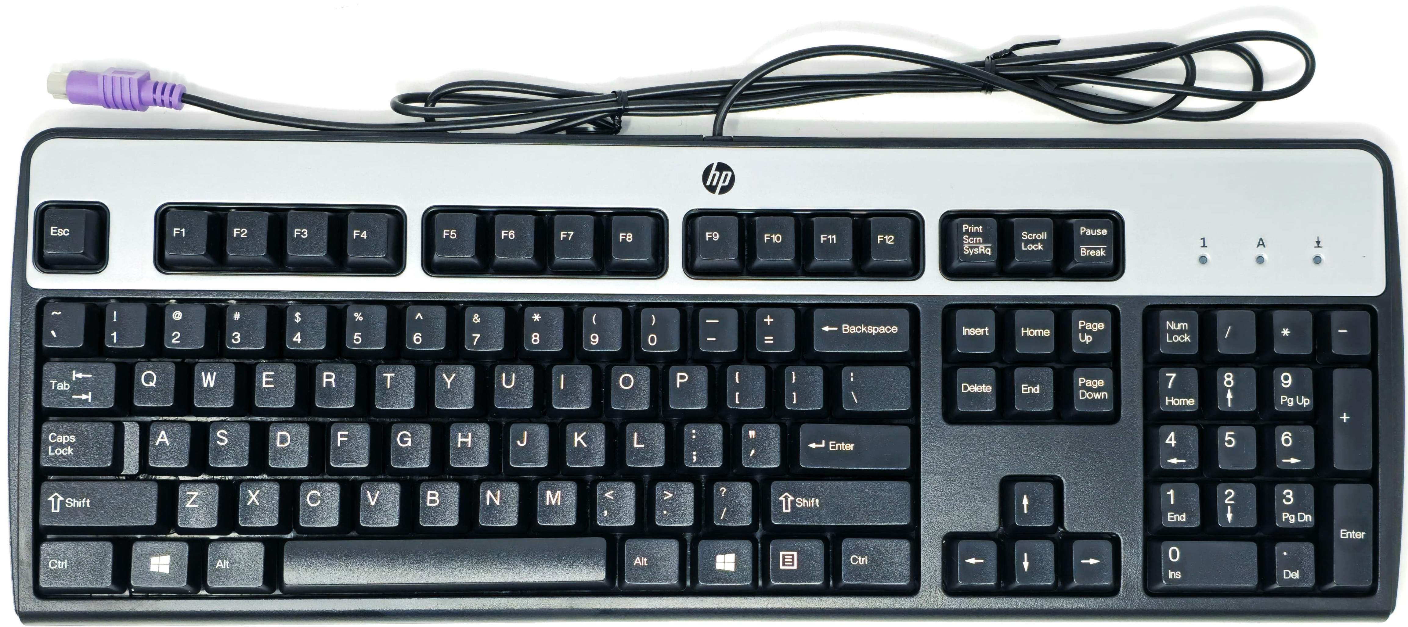 HP 434820-001 - Black + Silver PS/2 Wired Keyboard for HP Desktops and Servers HP 434820-001 - Black + Silver PS/2 Wired Keyboard for HP Desktops and Servers