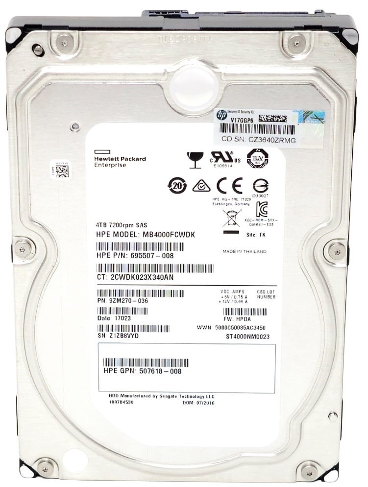 HPE 695507-008 - 4TB 7200RPM 6Gb/s SAS DP LFF 3.5" Hard Drive