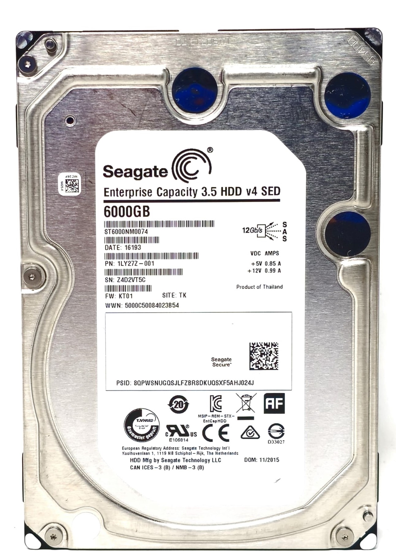Seagate 1ZY27Z-001 - 6TB 7200RPM 128MB Cache 12GB/s SAS v4 SED Secure Enterprise LFF 3.5" Hard Drive