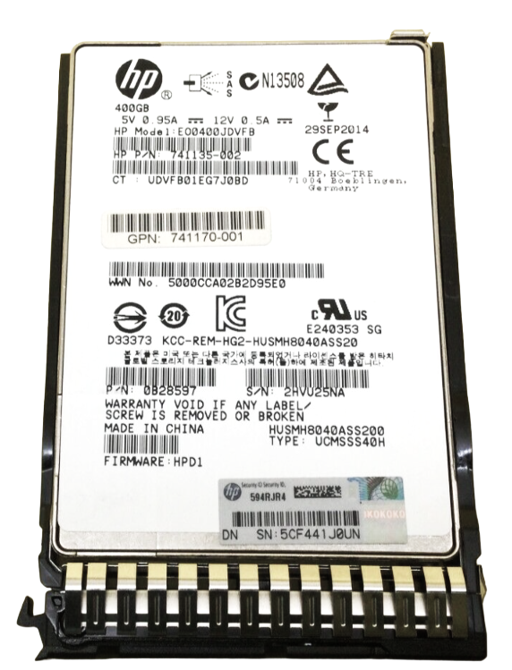 HPE 741155-B21 - 400GB 12G SAS HE EP SC 2.5" SFF Solid State SSD for HPE ProLiant BL480c BL680c DL120 DL180 DL320 DL360 DL380 DL580 G8 G9 G10