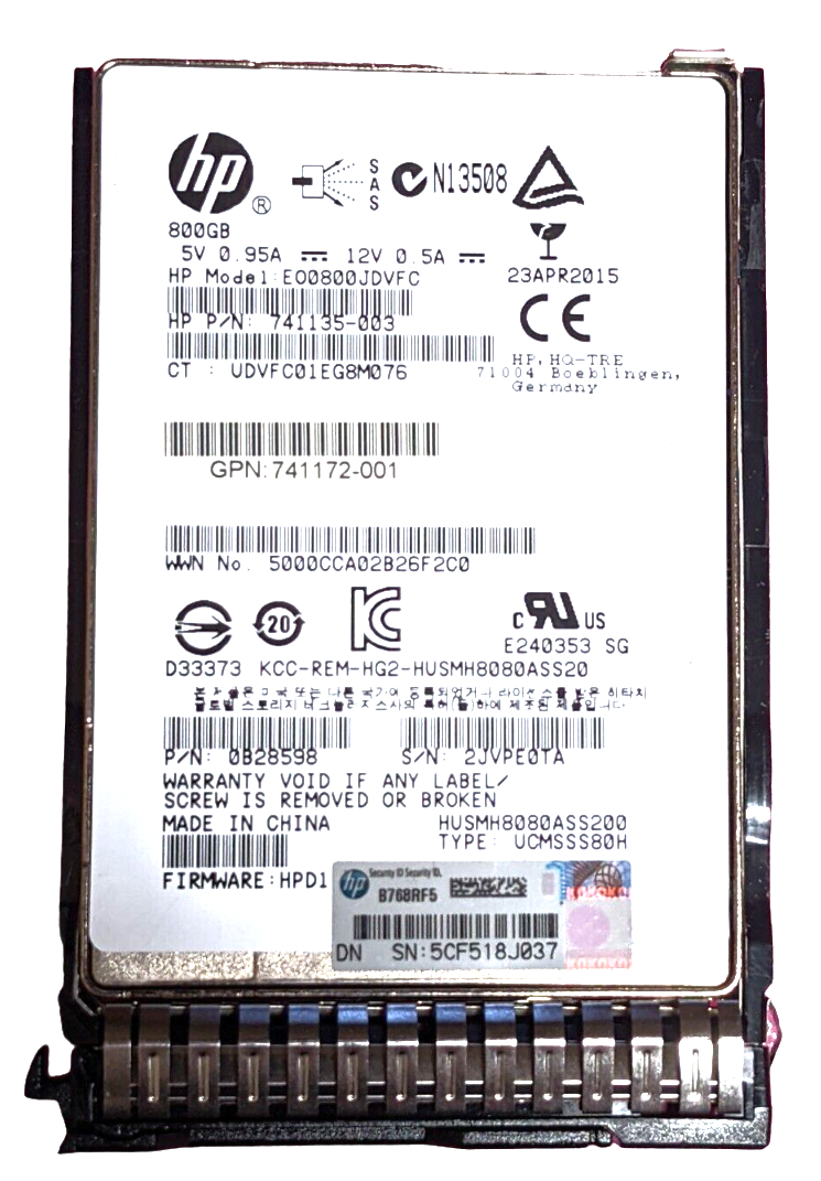 HPE P21131-001 - 800GB 12G SAS HE EP SC 2.5" SFF Solid State SSD for HPE ProLiant BL480c BL680c DL120 DL180 DL320 DL360 DL380 DL580 G8 G9 G10