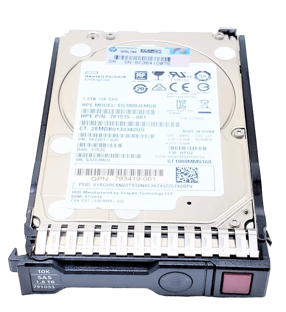 HPE 872483-007 - 1.8TB 10K ENT SC 12G SAS 2.5" Hard Drive for HPE ProLiant BL420 BL460 DL160 DL360 DL360P DL580 ML150 ML350 SL230S G9 G10 HPE 872483-007 - 1.8TB 10K ENT SC 12G SAS 2.5" Hard Drive for HPE ProLiant BL420 BL460 DL160 DL360 DL360P DL580 ML150 ML350 SL230S G9 G10