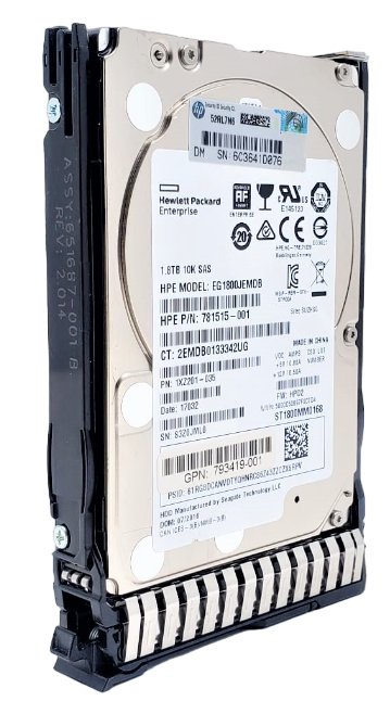 HPE EG001800JWFVC - 1.8TB 10K ENT SC 12G SAS 2.5" Hard Drive for HPE ProLiant BL420 BL460 DL160 DL360 DL360P DL580 ML150 ML350 SL230S G9 G10
