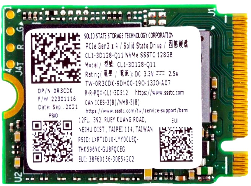 Lite-On CL1-3D128-Q11 - 128GB PCIe NVMe M.2 2230 Gen3x4 Solid State SSD Drive