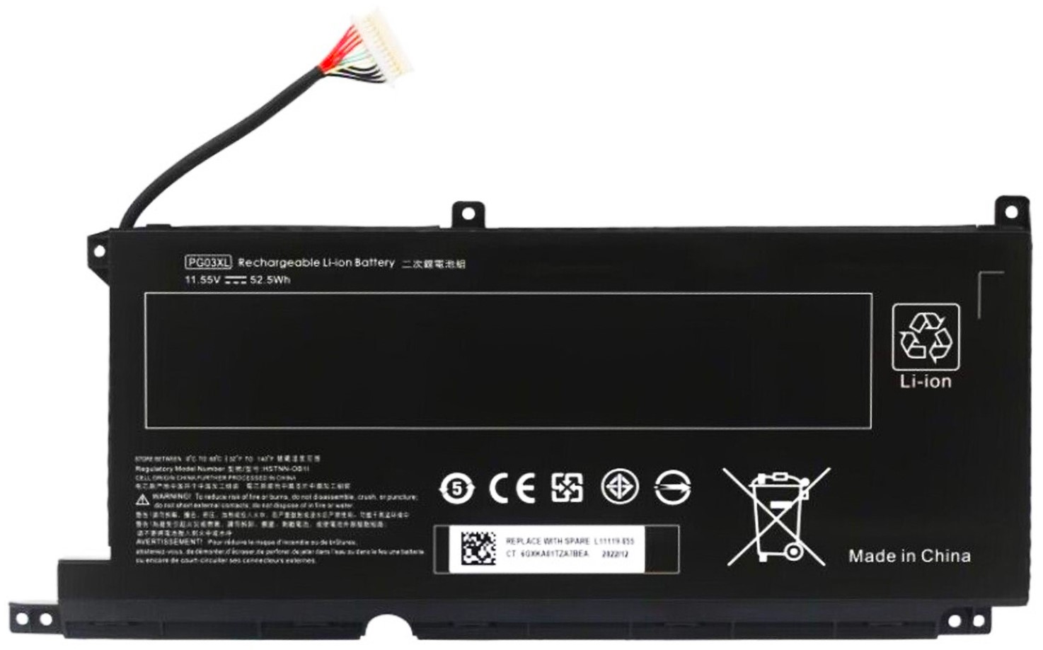 L48495-005 - PG03XL PGO3XL 3-Cell Battery for HP Pavilion Gaming 15-DK 15-EC OMEN 5X FPC52 Series L48495-005 - PG03XL PGO3XL 3-Cell Battery for HP Pavilion Gaming 15-DK 15-EC OMEN 5X FPC52 Series