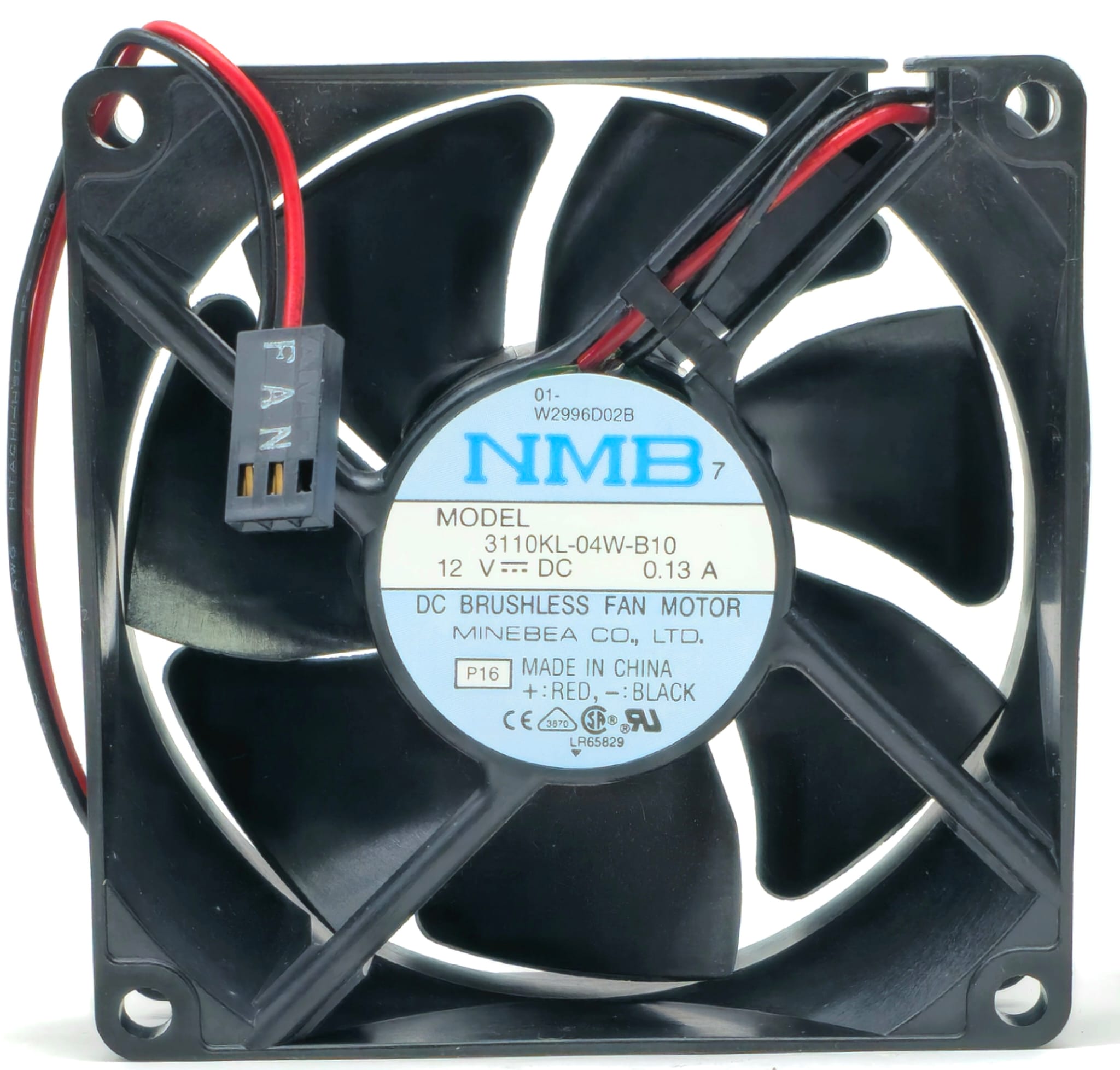 NMB 3110KL-04W-B10 - 80x80x25mm DC12V 0.13A 2-Lead Connector Tubeaxial Ball Bearing Cooling Fan NMB 3110KL-04W-B10 - 80x80x25mm DC12V 0.13A 2-Lead Connector Tubeaxial Ball Bearing Cooling Fan