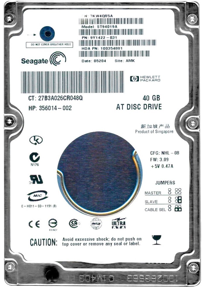 Seagate 9AH212-055 - 40GB 4.2K RPM IDE PATA ATA 2.5" Laptop Hard Drive