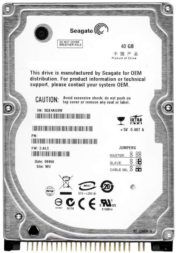 Seagate 9W3232-301 - 40GB 5.4K RPM IDE PATA ATA 2.5" Laptop Hard Drive