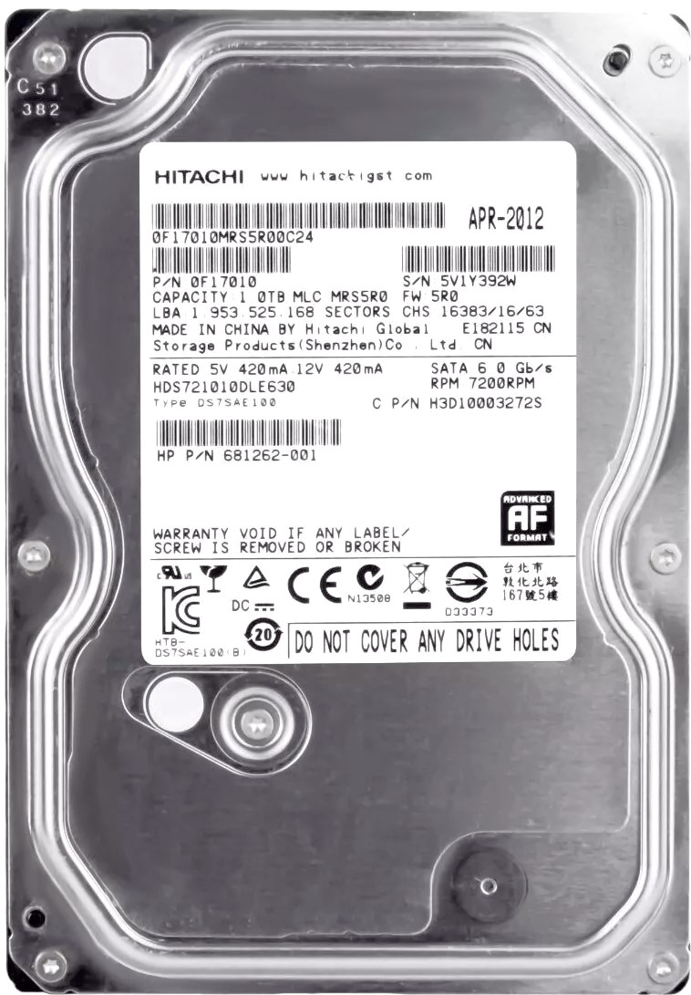 Hitachi 0F13180 - 1TB 7.2K RPM SATA 3.5