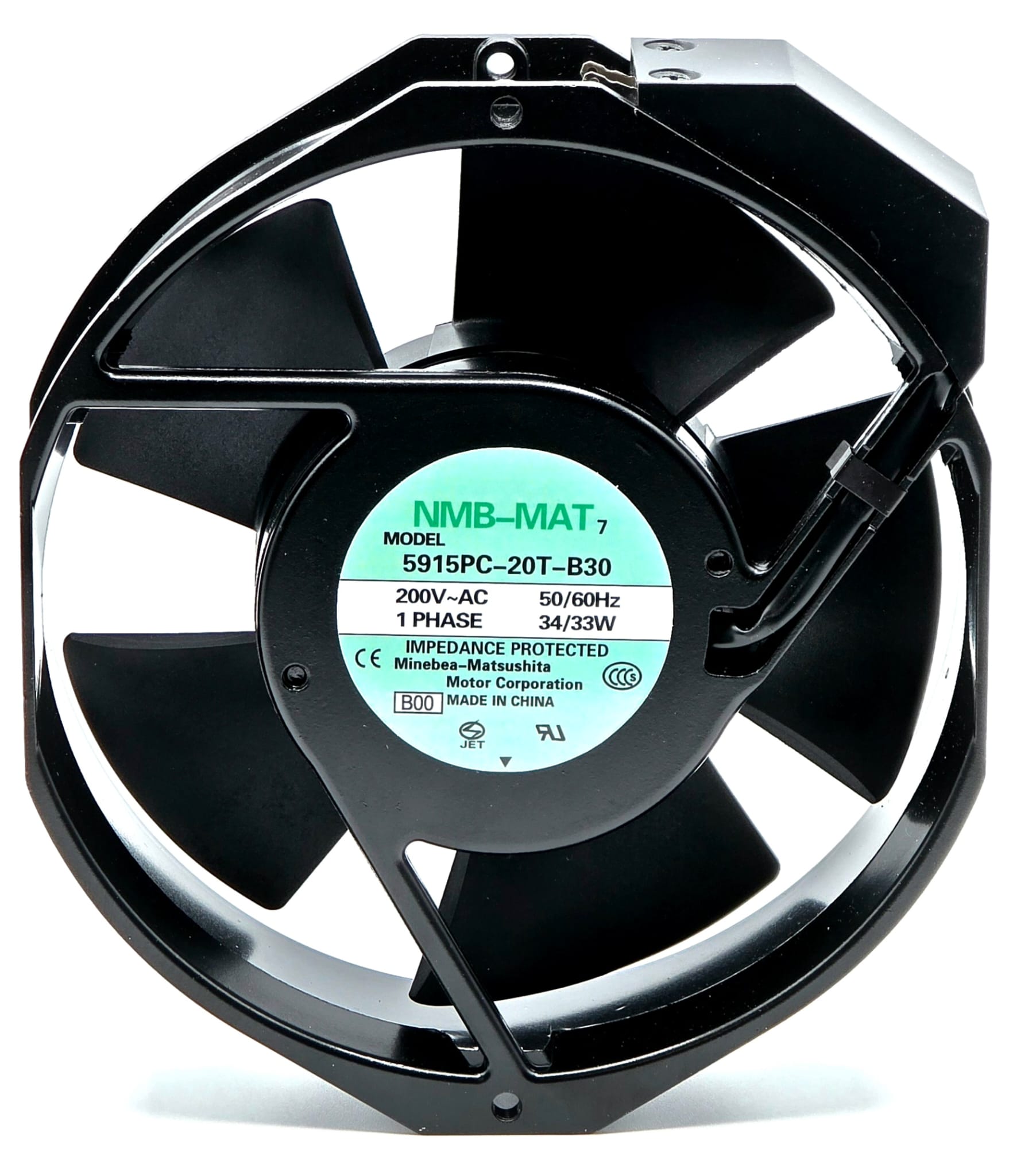 5915PC-20T-B30 - 172x150x38mm 200V AC 1 PHASE 50/60HZ  34/33W 2-Pin Terminals Cooling Fan