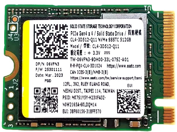 CL4-3D512-Q11 - 512GB PCIe NVMe M.2 2230 Gen4x4 Solid State SSD