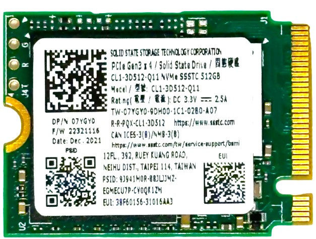 CL1-3D512-Q11 - 512GB PCIe NVMe M.2 2230 Gen3x4 Solid State SSD
