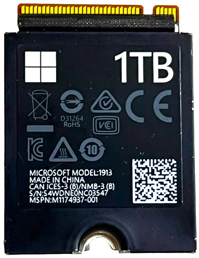 Microsoft M1119073-002 - 1TB PCIe NVMe M.2 2230 Gen4x4 Solid State SSD