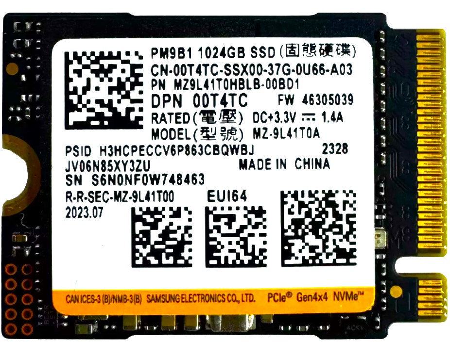 0T4TC - 1TB PCIe NVMe M.2 2230 Gen4x4 Solid State SSD - CPU Medics