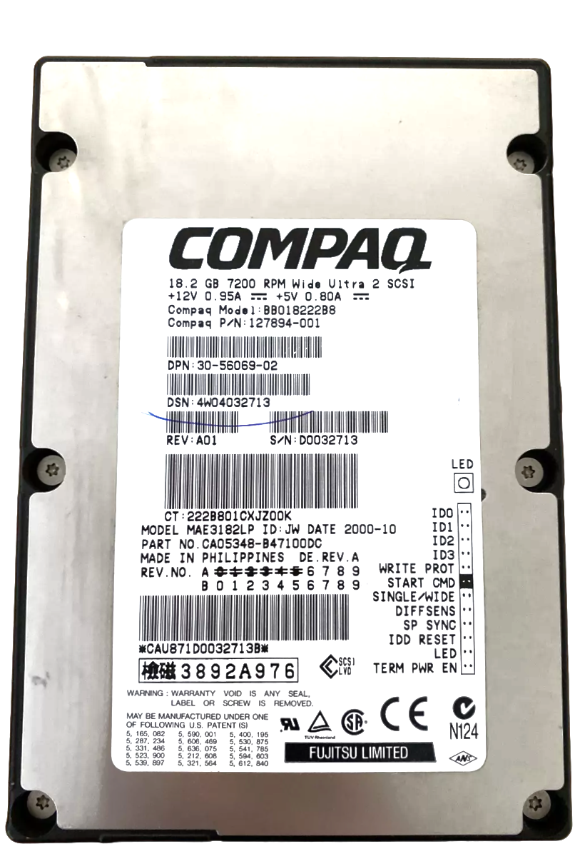 BB018222B8 - 18.2GB 7.2K RPM 68-Pin SCSI 3.5" Hard Disk Drive (HDD)