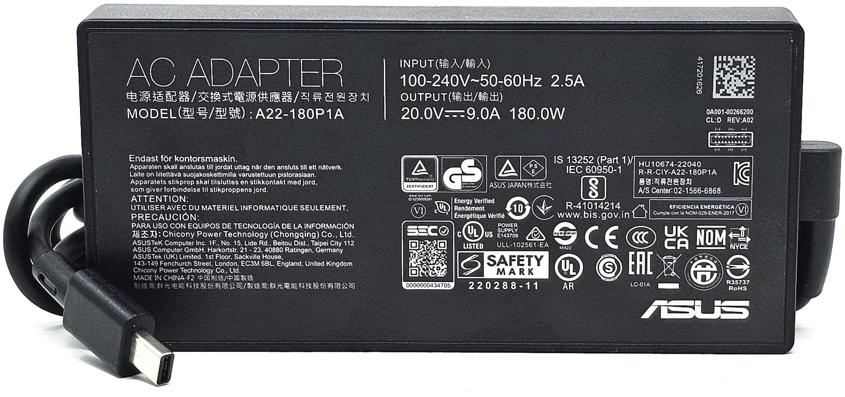 0A001-00266400 - 180W 20V 9A AC Adapter Charger for Asus ROG