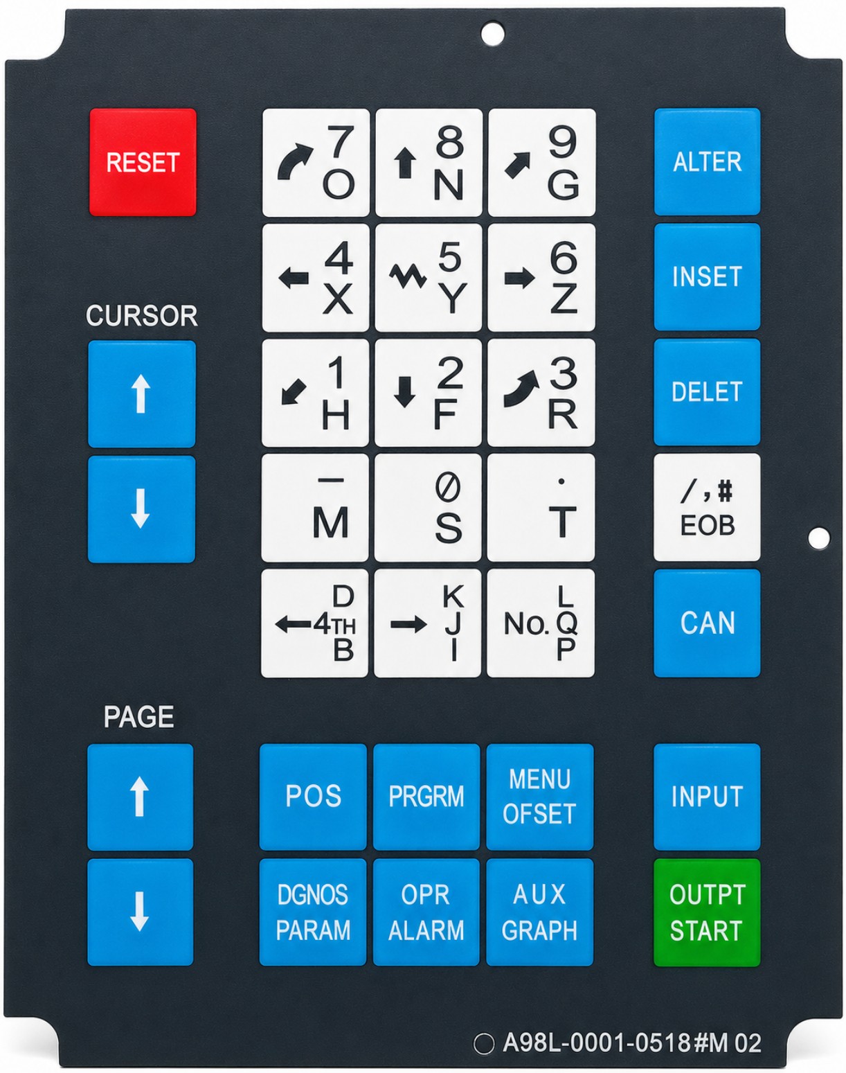 A98L-0001-0518#M - Membrane Operator Keypad Keysheet for Fanuc Keyboard