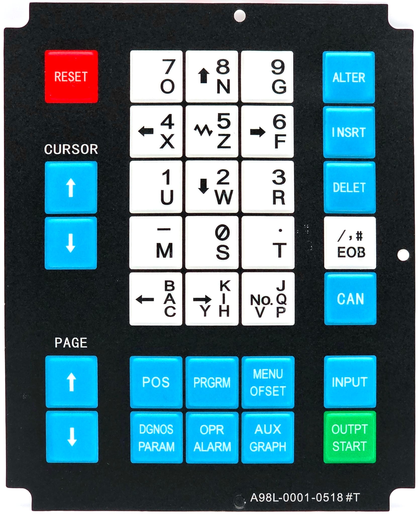 A98L-0001-0518#T - Membrane Operator Keypad Keysheet for Fanuc Keyboard