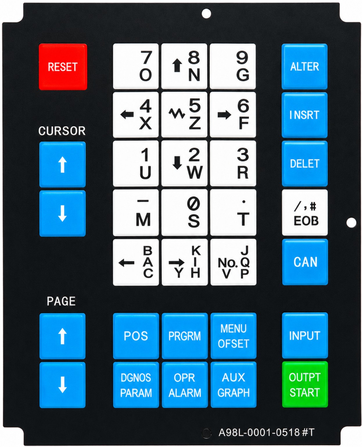 A98L-0001-0518#T - Membrane Operator Keypad Keysheet for Fanuc Keyboard