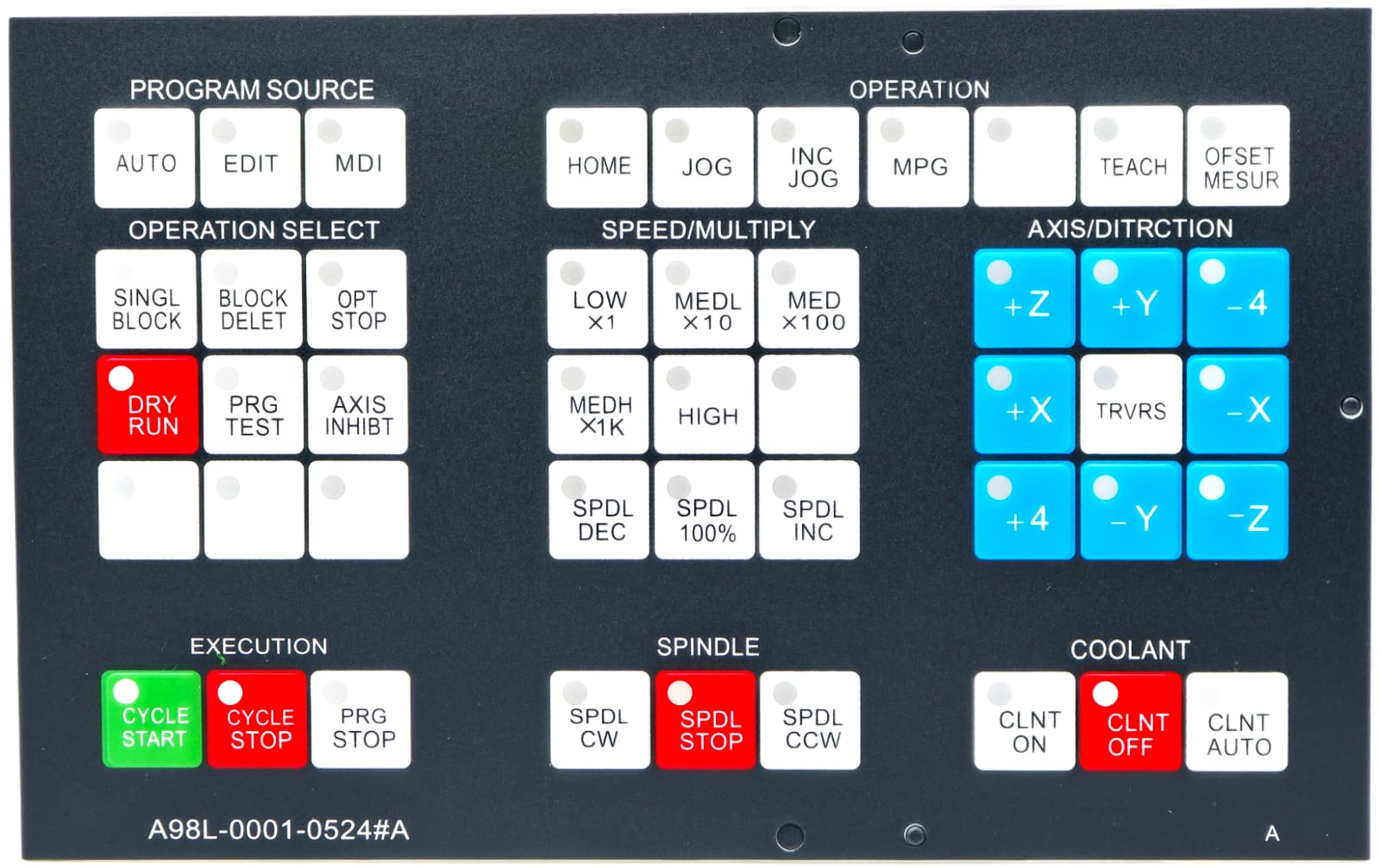 A98L-0001-0524#A - Membrane Operator Keypad Keysheet for Fanuc A98L-0001-0524#A