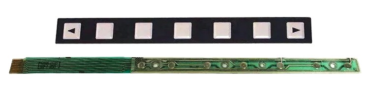 A98L-0005-0252 + A86L-0001-0298 - Flex Ribbon Cable 7 Button Switch + Membrane Keysheet Keypad A98L-0005-0252
