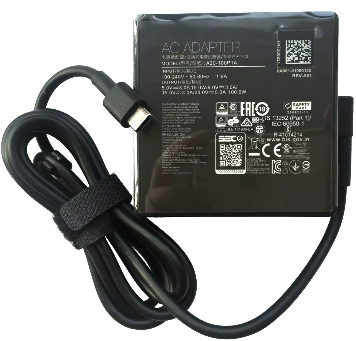 A20-100P1A - 100W USB-C AC Adapter Charger for ROG Flow X13 Z13 Zephyrus G15 M16