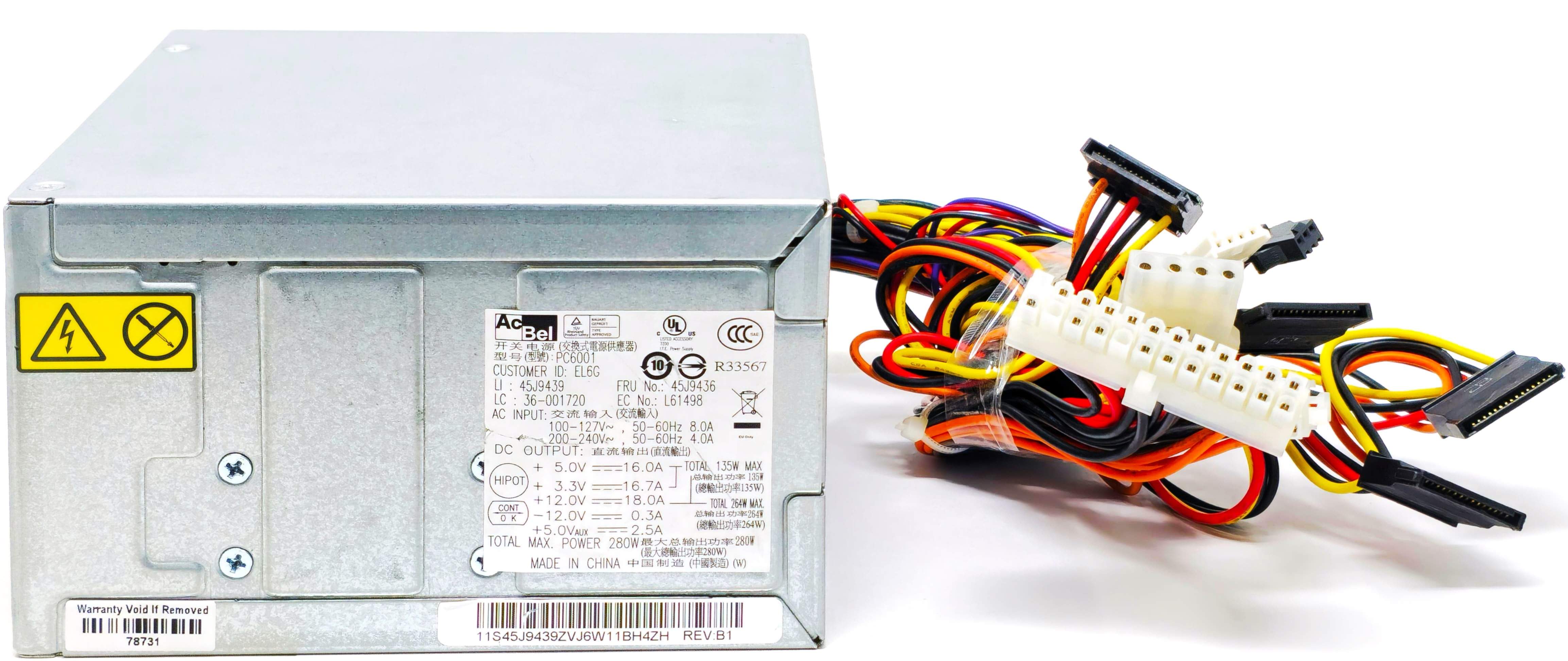 36-001558 - 280W Power Supply for ThinkCentre M58p K450e A57 A58 A61 A62 A63 A85 H405 H520 H535